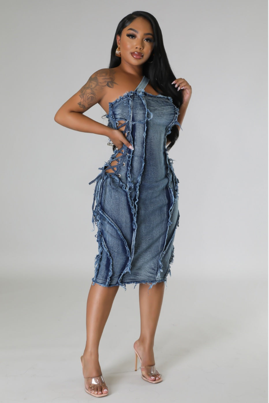 Kira K Lace Me Up Denim Dress
